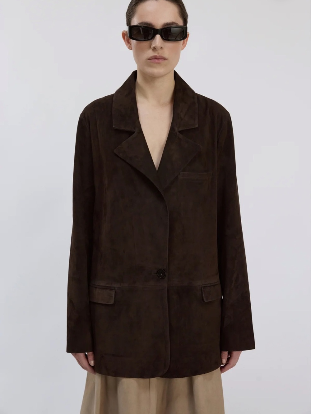 Utzon Jeri Dark Brown Chocolate Suede leather Blazer jacket 36